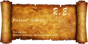 Rainer Edvin névjegykártya